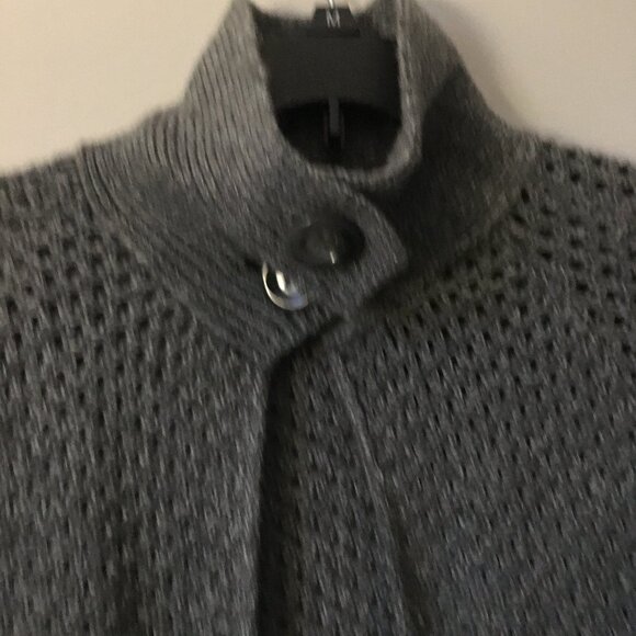Sakura Wool Blend Buttoned High Collar Grey Knit Cardigan - Picture 6 of 16
